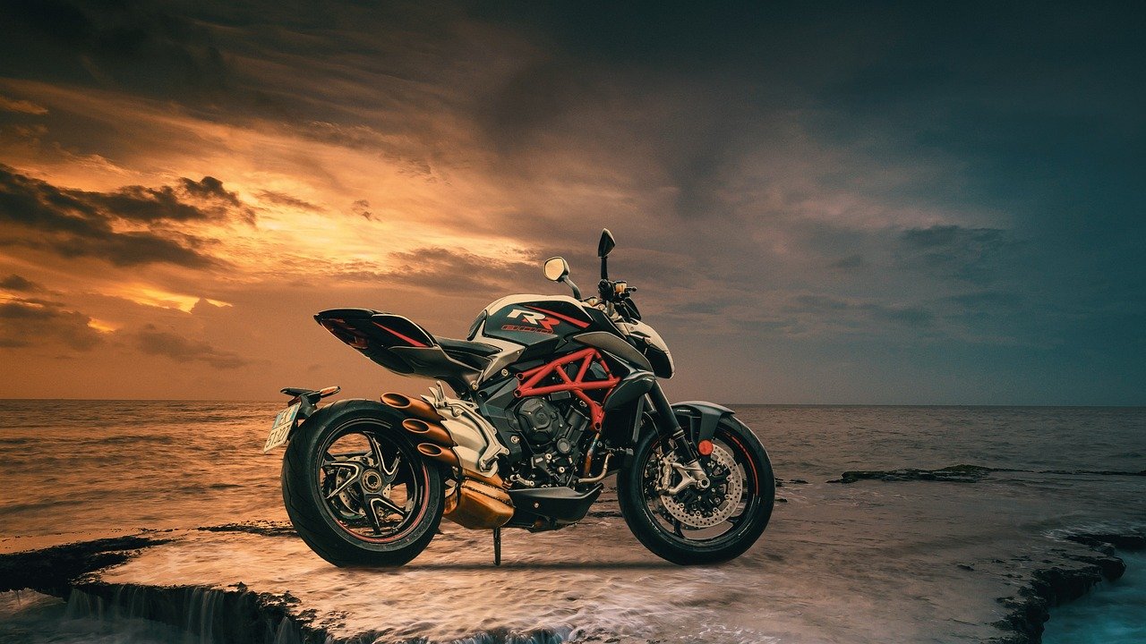 motorcycle, vehicle, motorbike, wheels, nature, transport, sunset